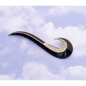 Vintage Minimalist Designer Crystal Hook Brooch by PEP - S15